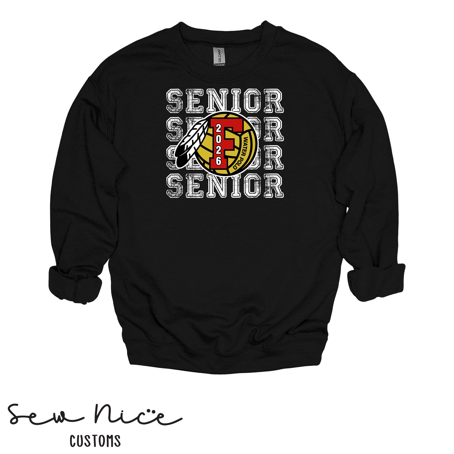 FHS Water Polo Stacked SENIOR 2026- Unisex Adult/Youth Crewneck Sweatshirt
