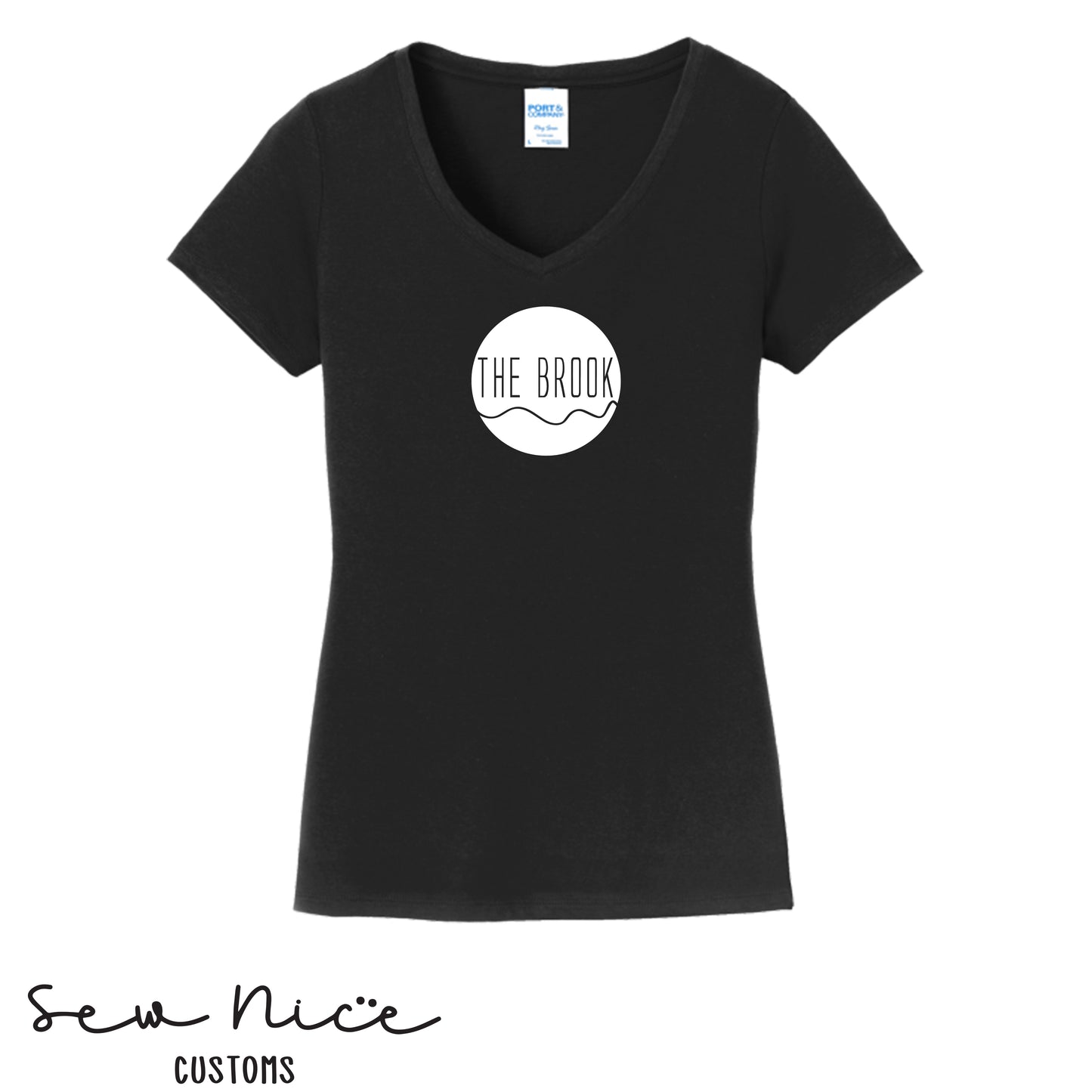 The Brook Logo- Ladies V-Neck Shirt