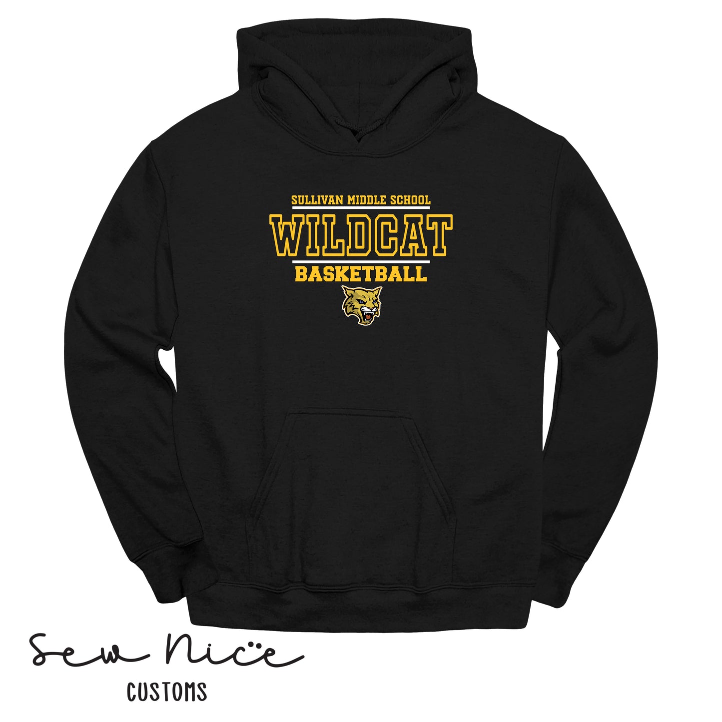 YOUTH Wildcat Basketball Mascot Logo-Hoodie