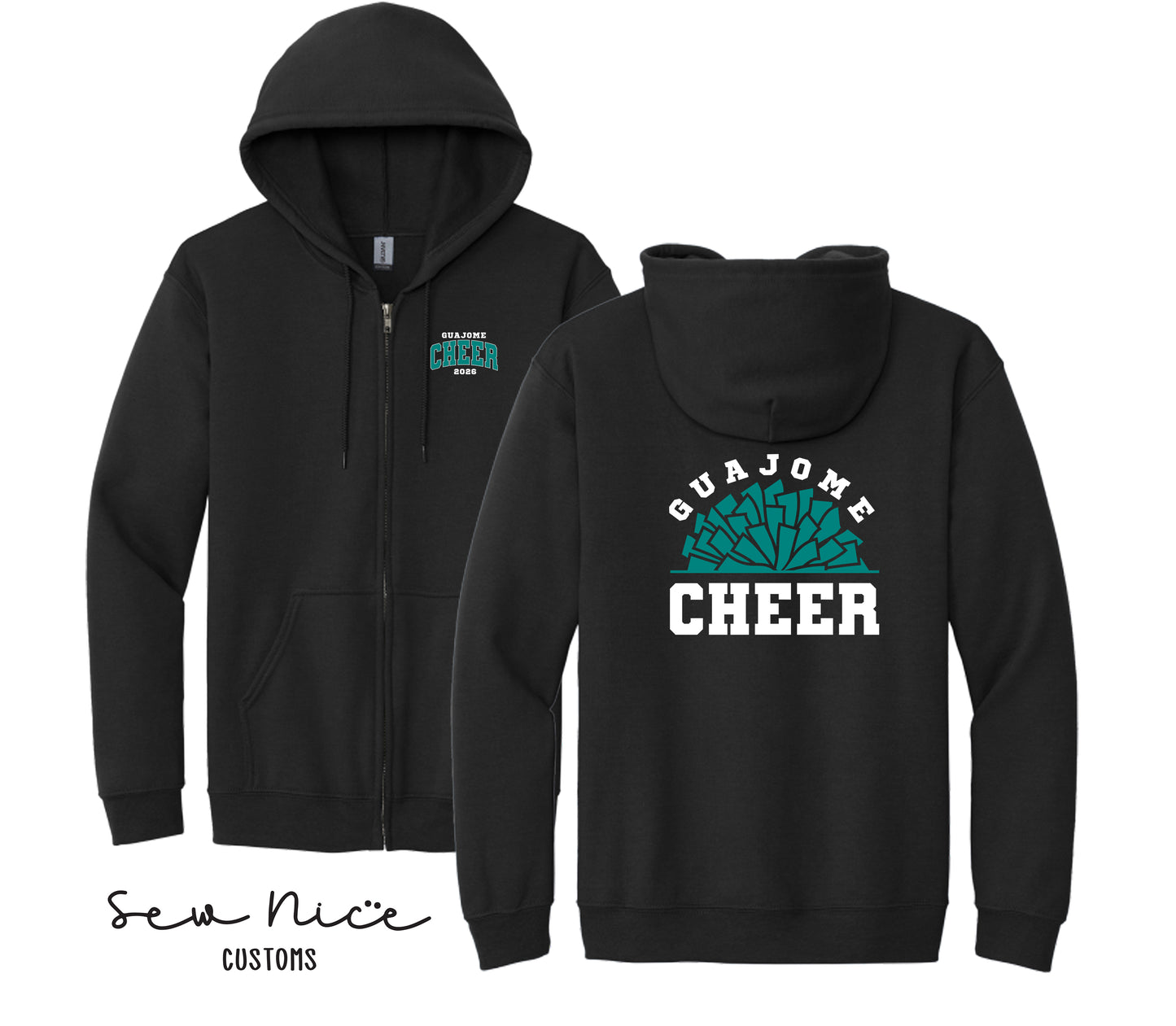 Guajome Pom Pom Cheer- Unisex Adult/Youth Full Zip Hoodie