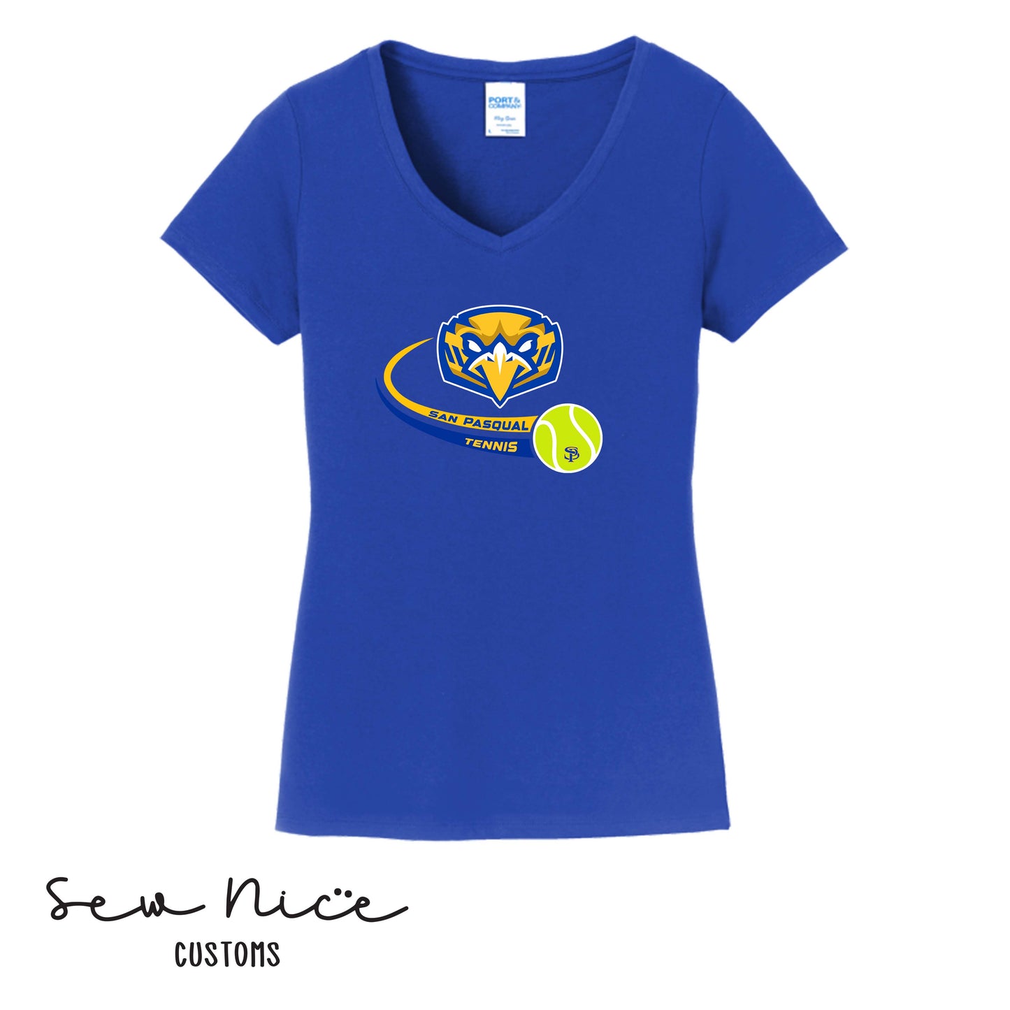 SP Eagles Swoosh Tennis- Ladies V-Neck Shirt