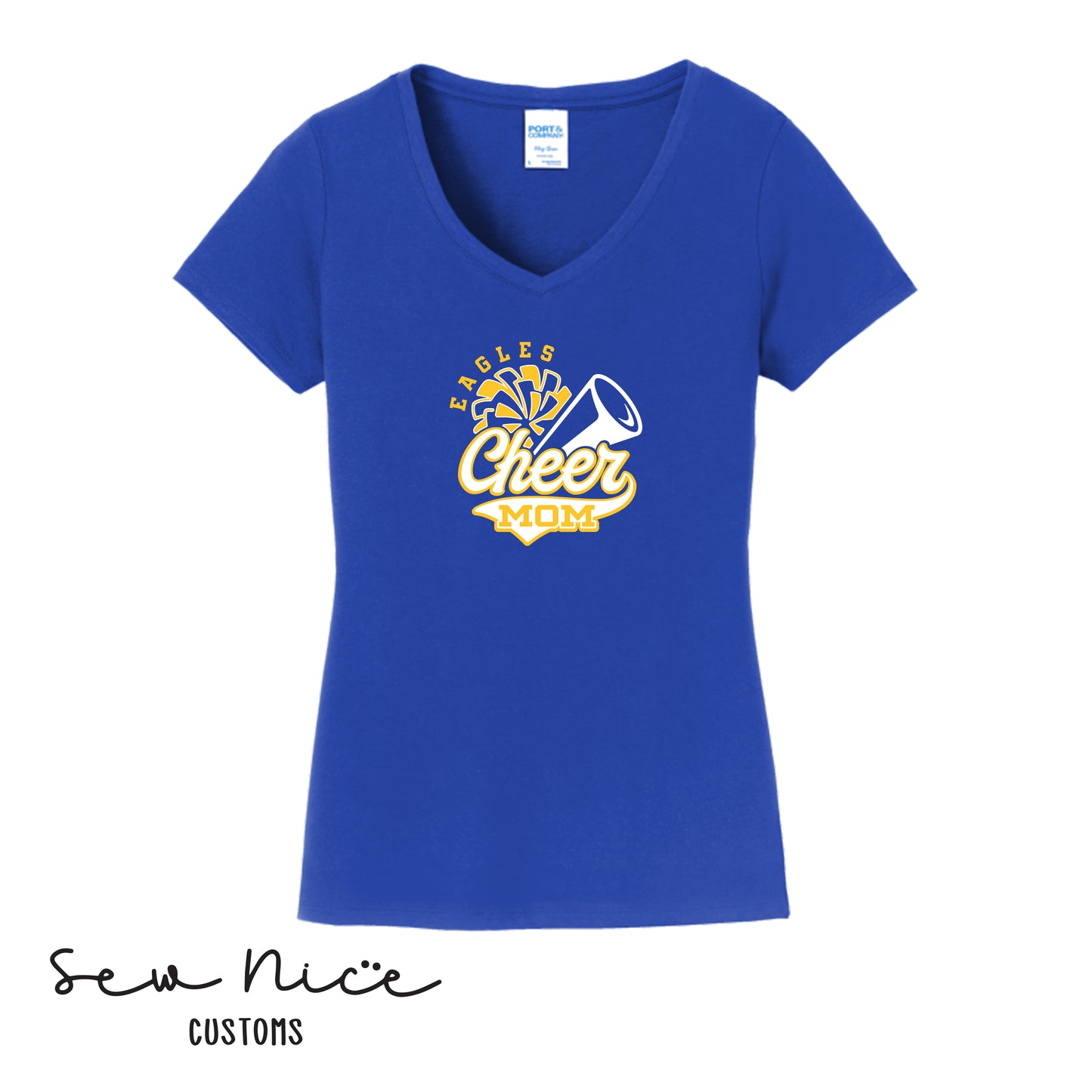 Eagles Cheer Mom- Ladies V-Neck Shirt