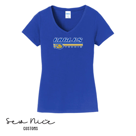 SP Eagles Lines- Tennis- Ladies V-Neck Shirt