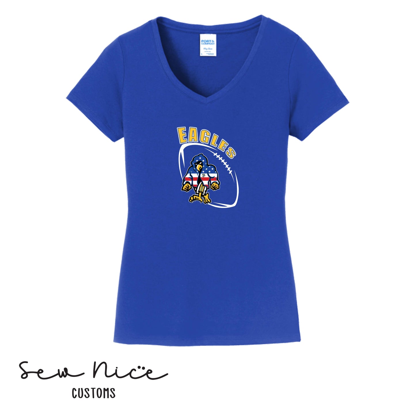 SP Eagles American Flag Robe- Ladies V-Neck Shirt