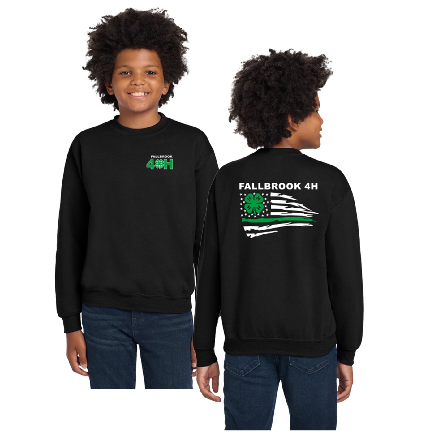 Fallbrook 4-H - YOUTH Unisex Crewneck- Left Chest/Back Design