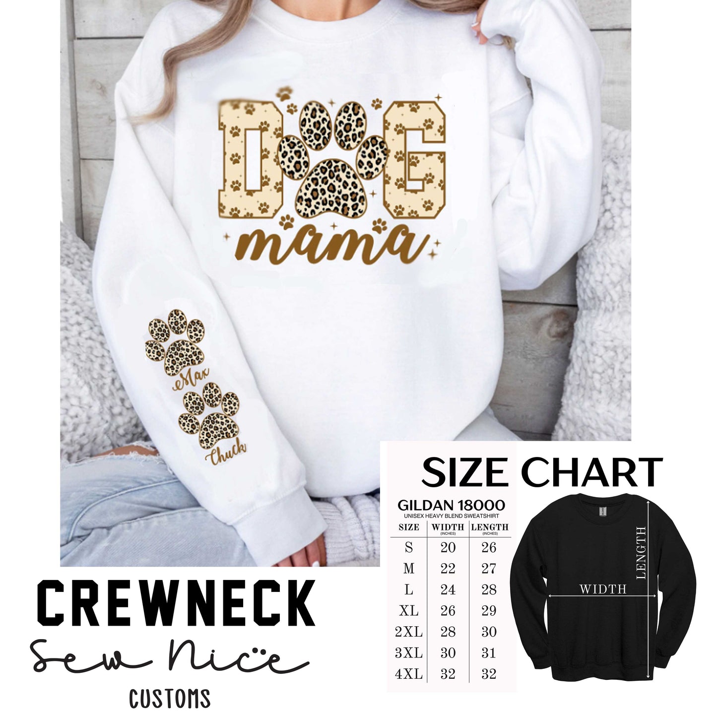 Dog Mom with Custom Sleeve- Unisex Crewneck Sweatshirt