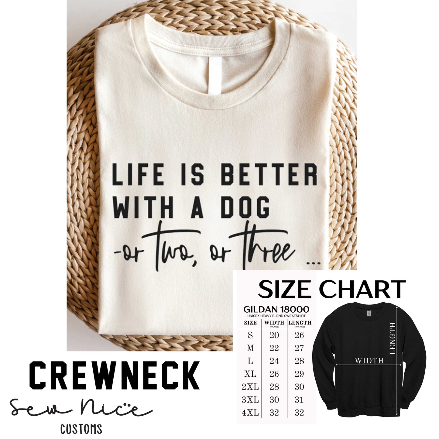 Life is better with a dog, or two, or three.. Unisex Crewneck Sweatshirt