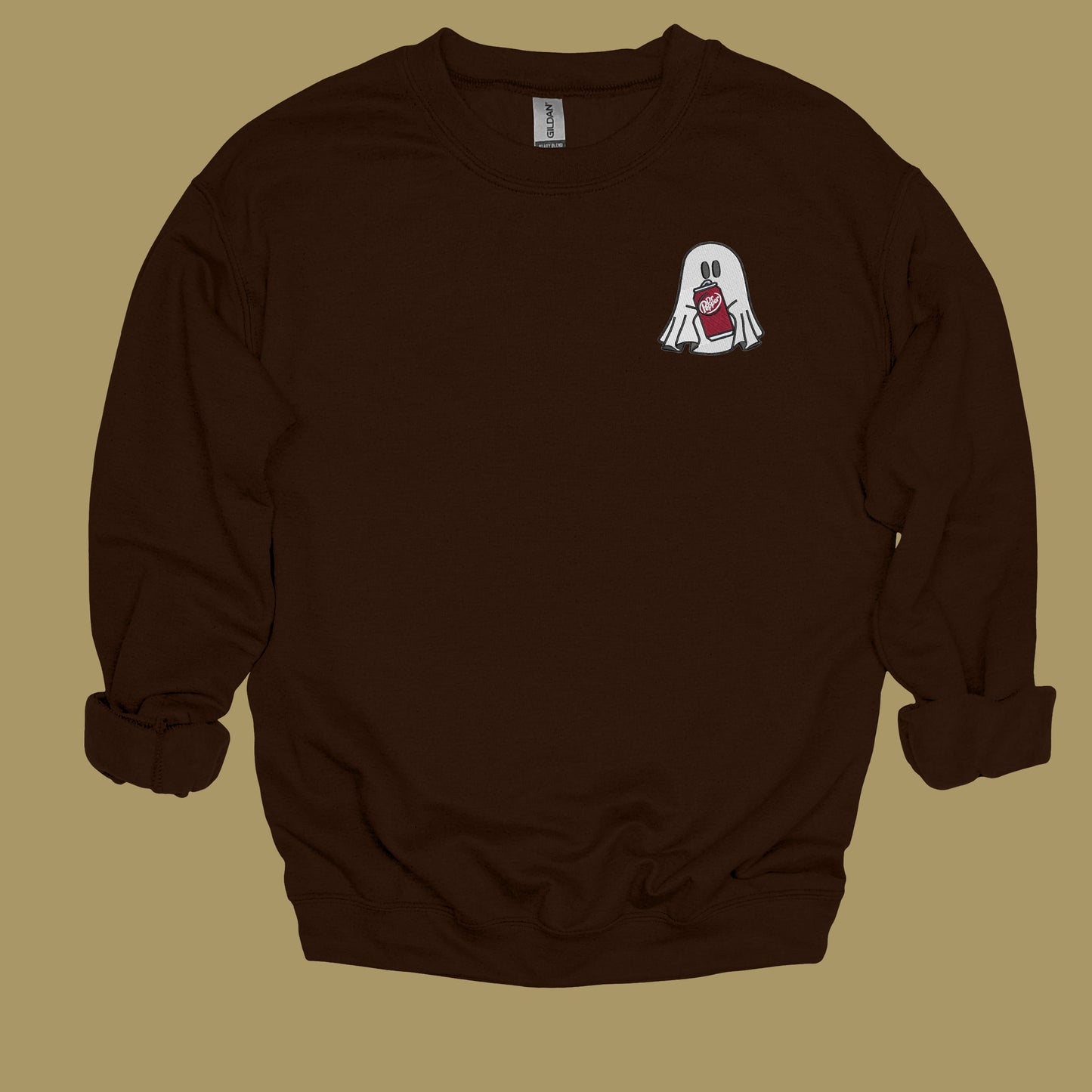 Embroidered Ghost with Drink - Unisex Crewneck Sweatshirt