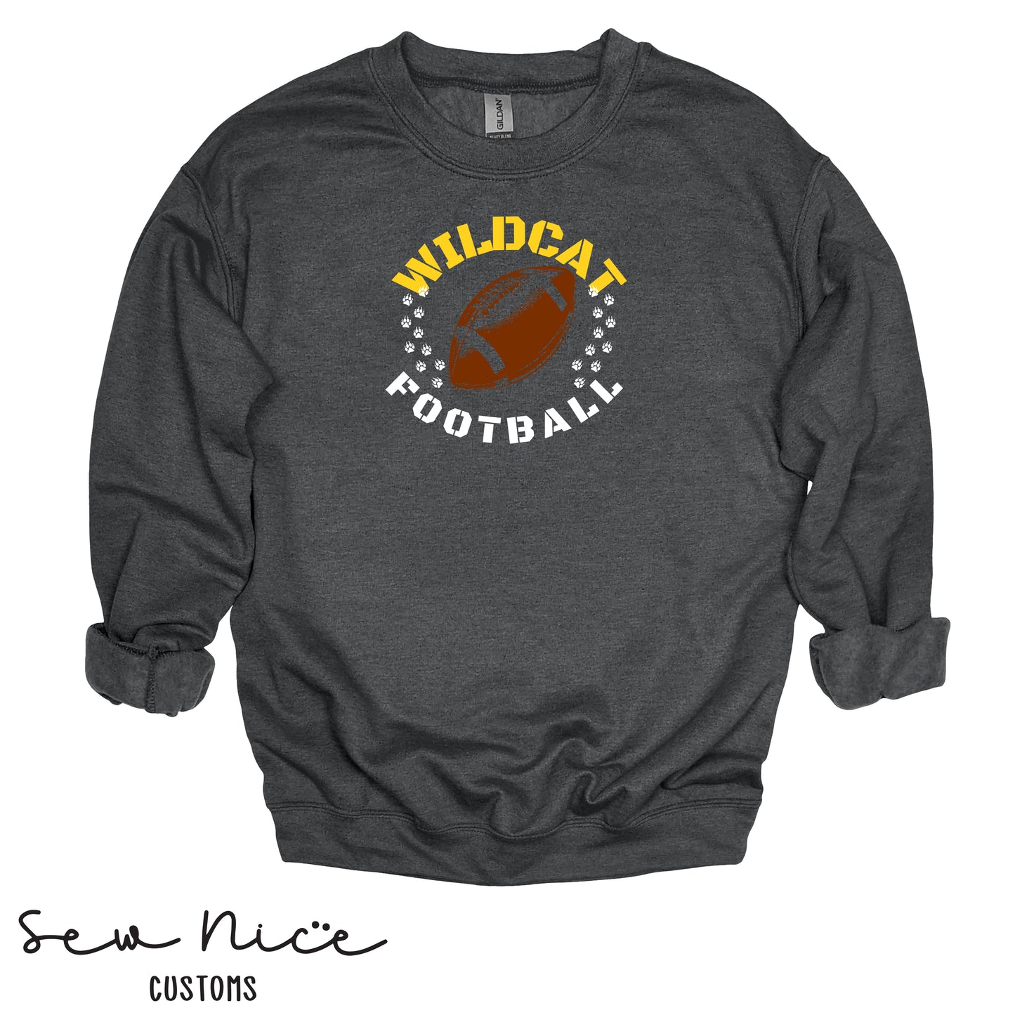 Sullivan Football Paw Prints- Adult/Youth Crewneck Sweatshirt