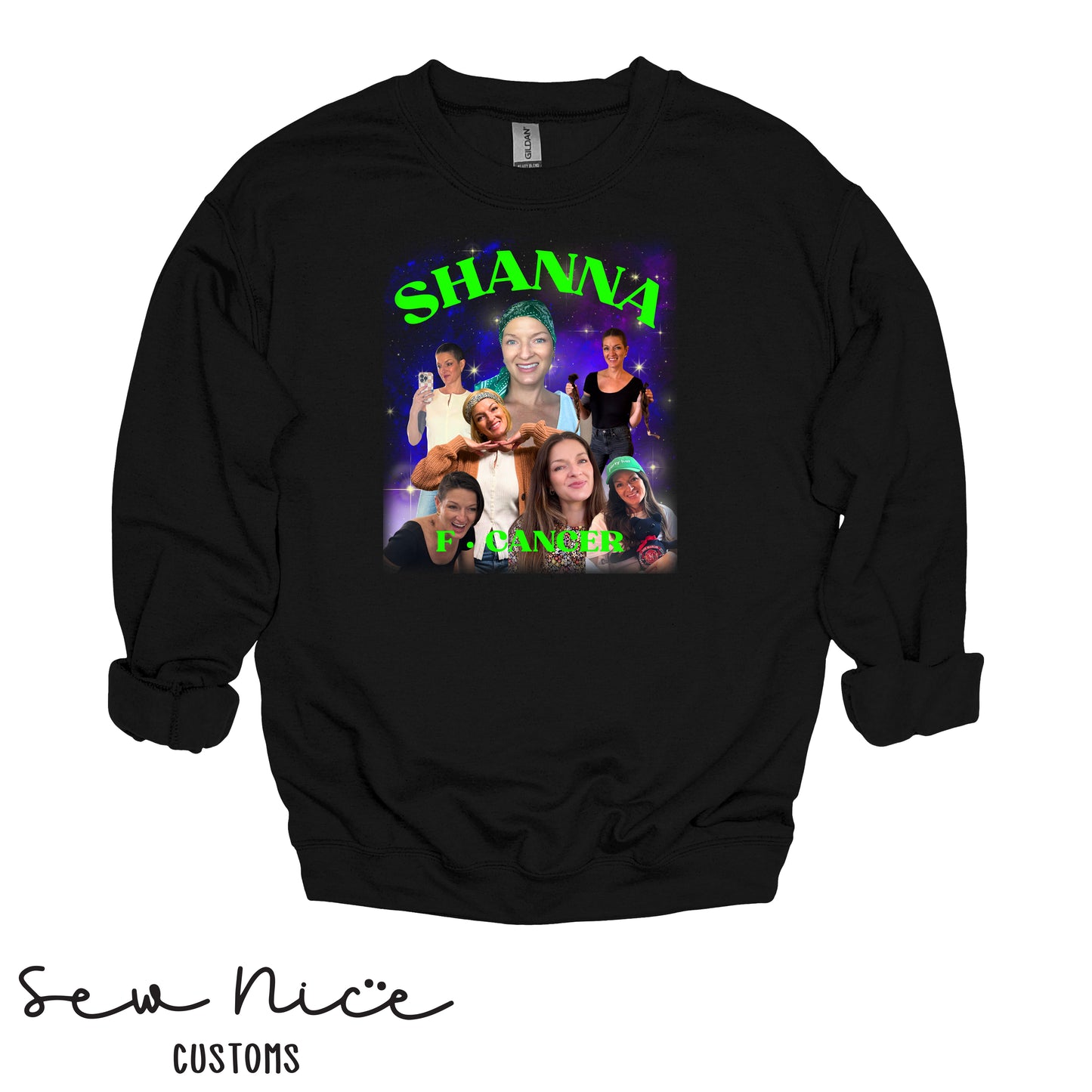 Shanna F-Cancer Collage Unisex Adult/Youth Crewneck Sweatshirt