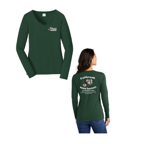 FAS- Women's V-Neck Long Sleeve - Left Chest/Back Design