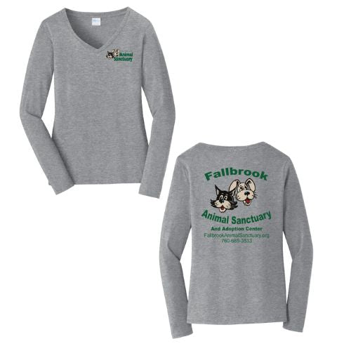 FAS- Women's V-Neck Long Sleeve - Left Chest/Back Design