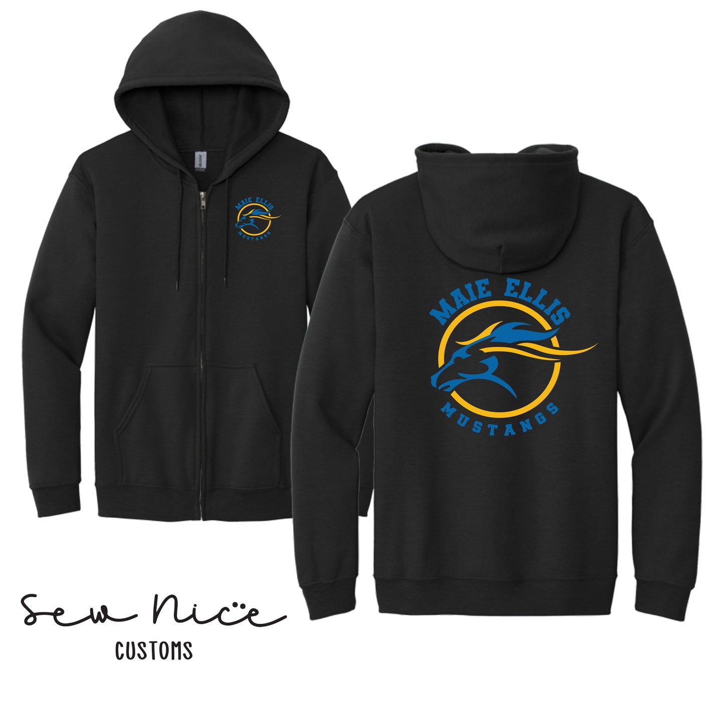 ADULT- Maie Ellis Left Chest/Back Logo Full Zip Up Hoodie