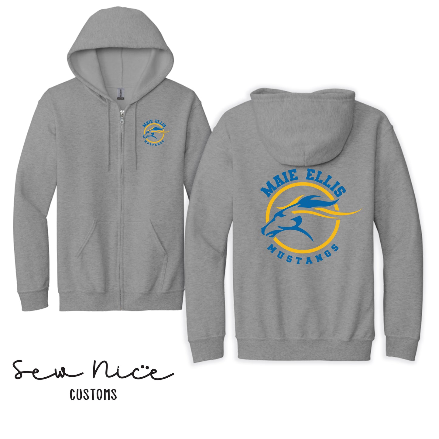 ADULT- Maie Ellis Left Chest/Back Logo Full Zip Up Hoodie
