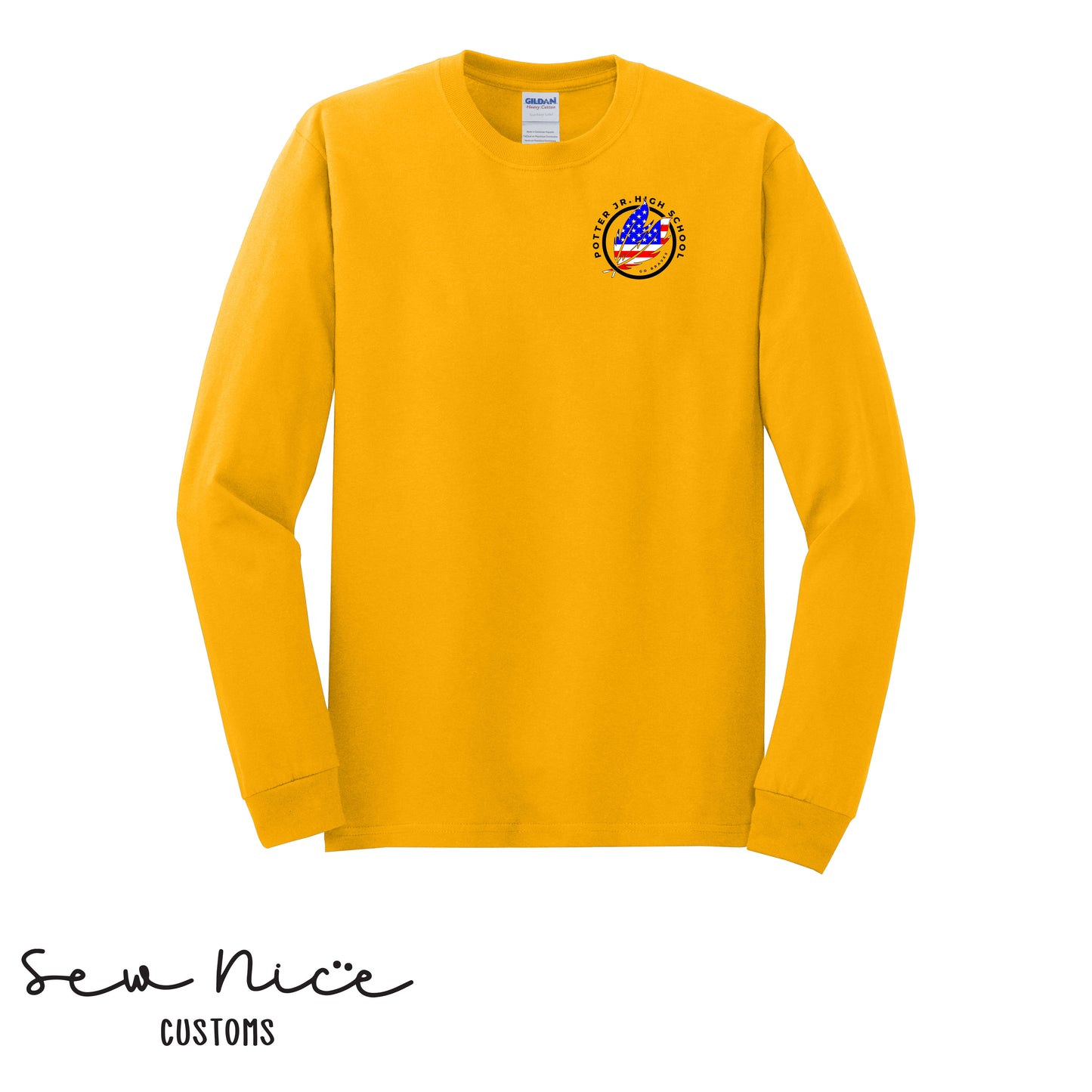 American Flag Potter Design- Unisex Adult/Youth Long Sleeve Shirt