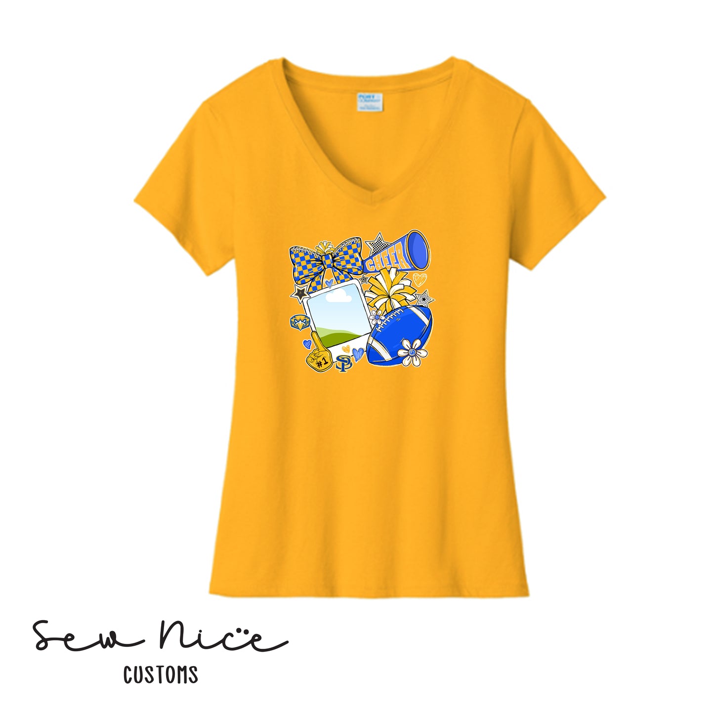 Custom SP Cheer Pic- Ladies V-Neck Shirt