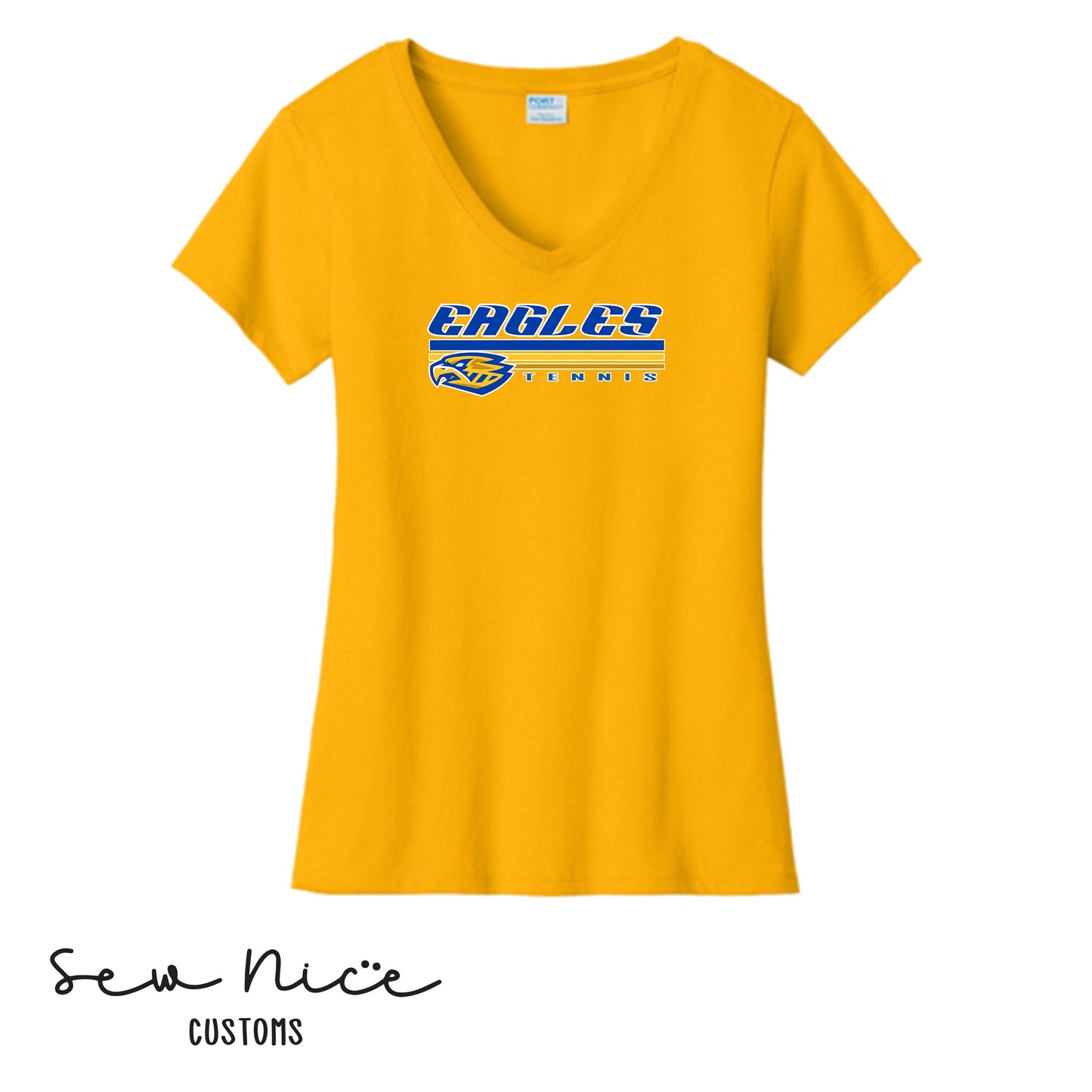 SP Eagles Lines- Tennis- Ladies V-Neck Shirt