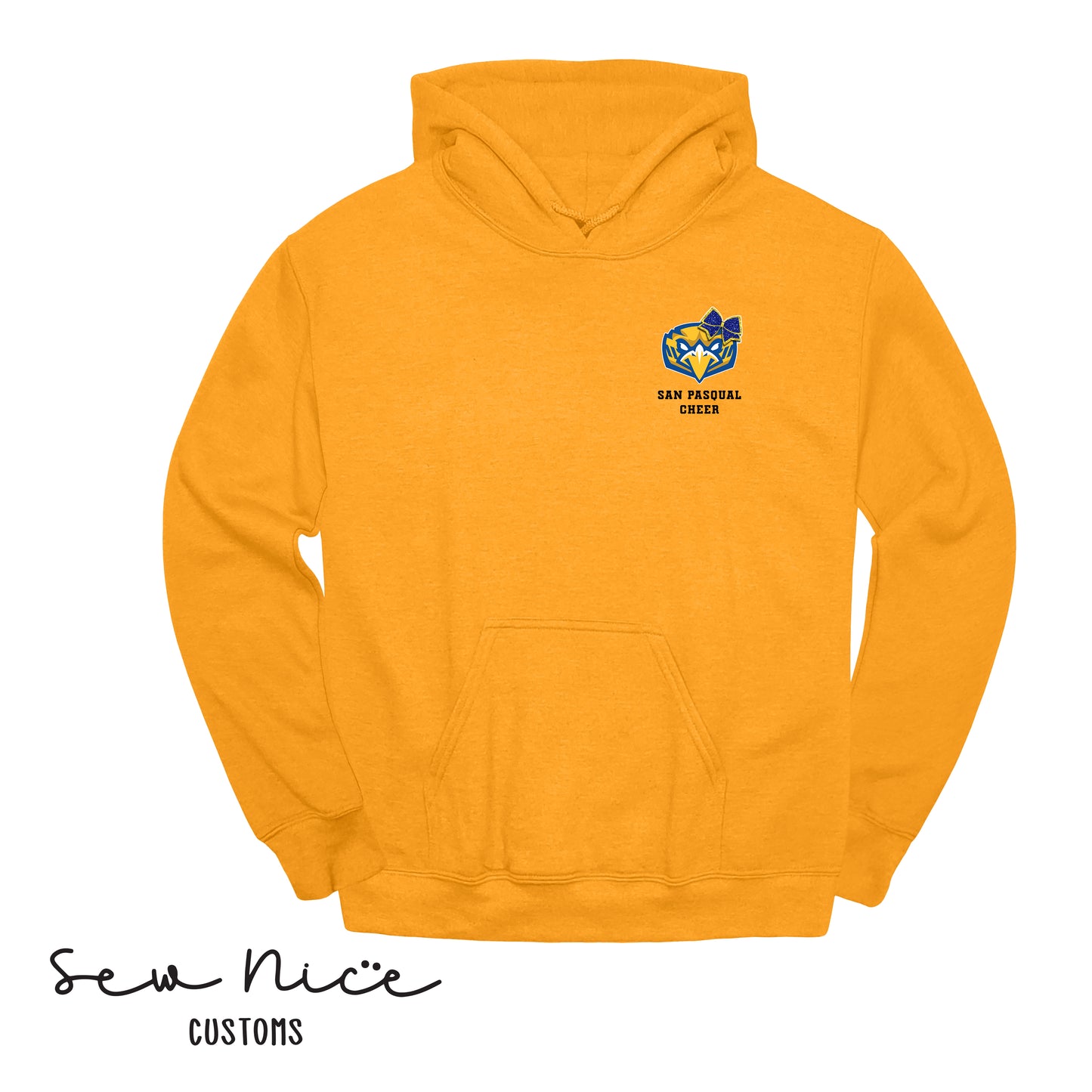 San Pasqual CHEER Glitter Bow- Unisex Adult/Youth Hoodie