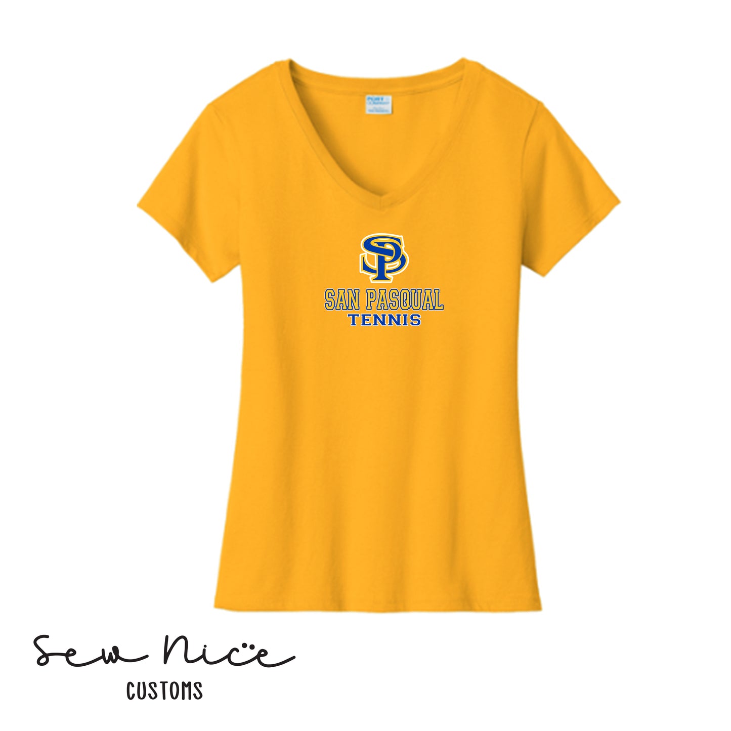 SP San Pasqual Tennis- Ladies V-Neck Shirt