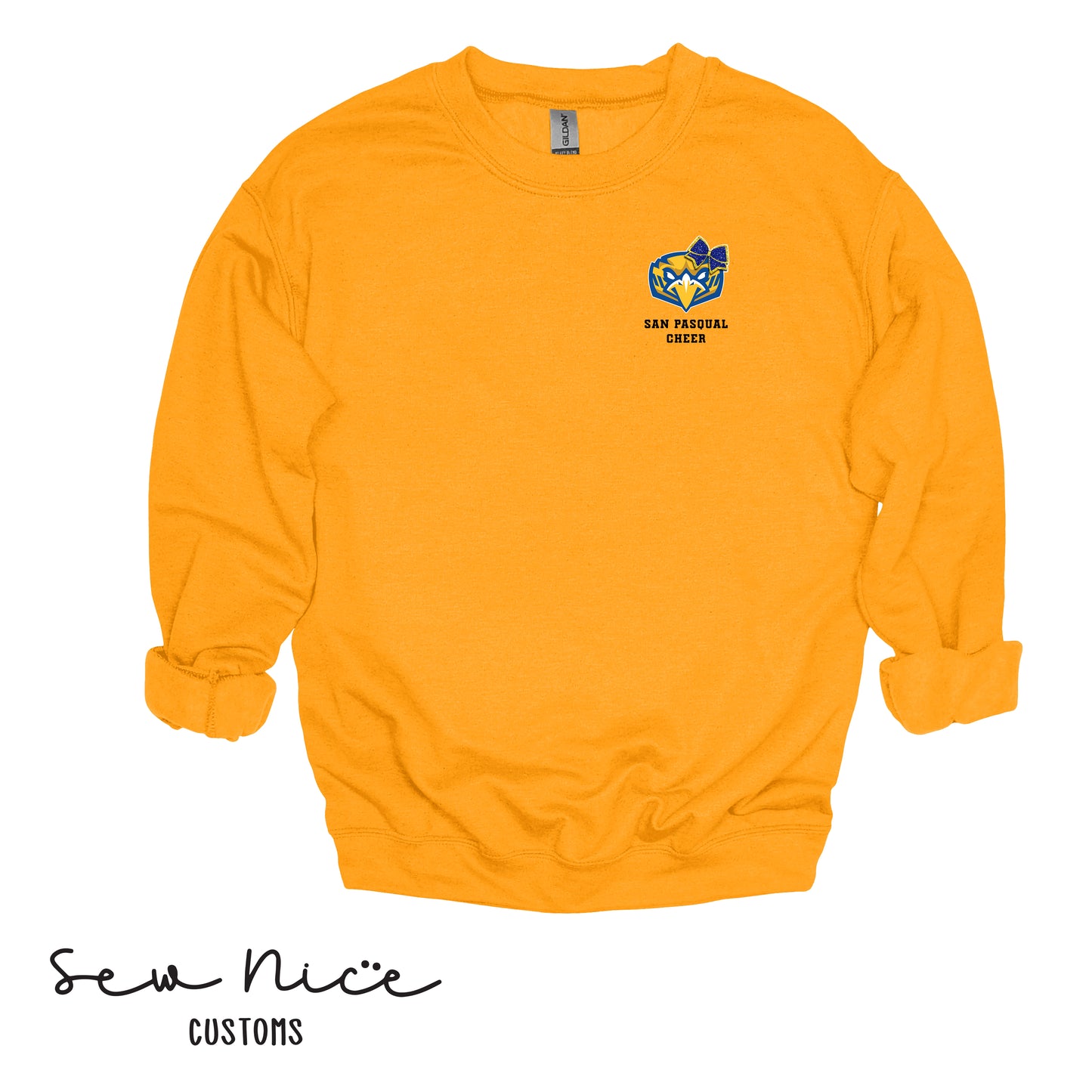 San Pasqual CHEER Glitter Bow- Unisex Adult/Youth Crewneck Sweatshirt
