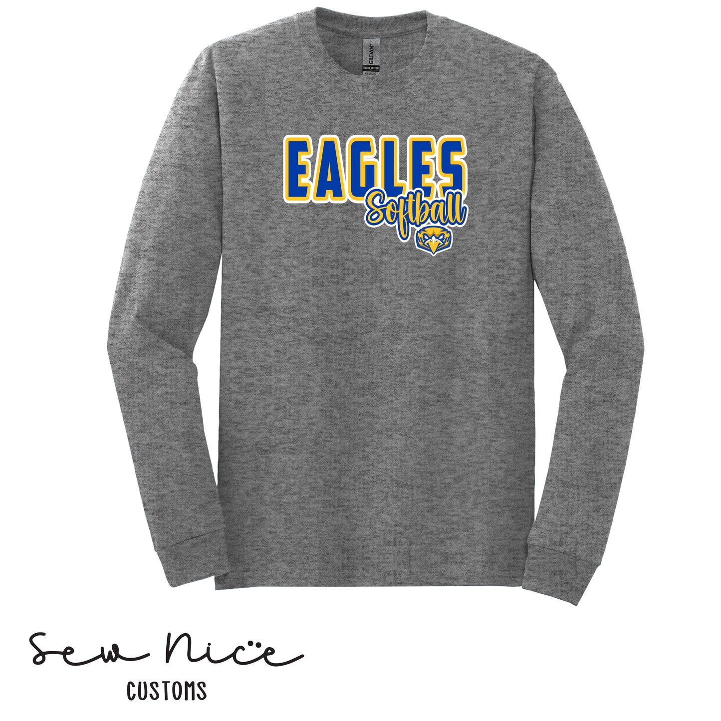 YOUTH Eagles Softball Script Long Sleeve Shirt
