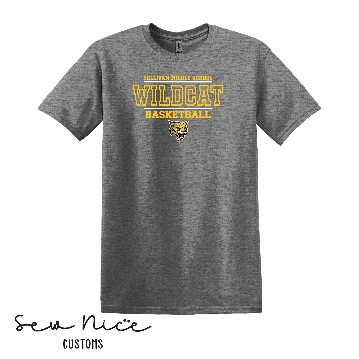 YOUTH Wildcat Basketball Mascot Logo- Shirt