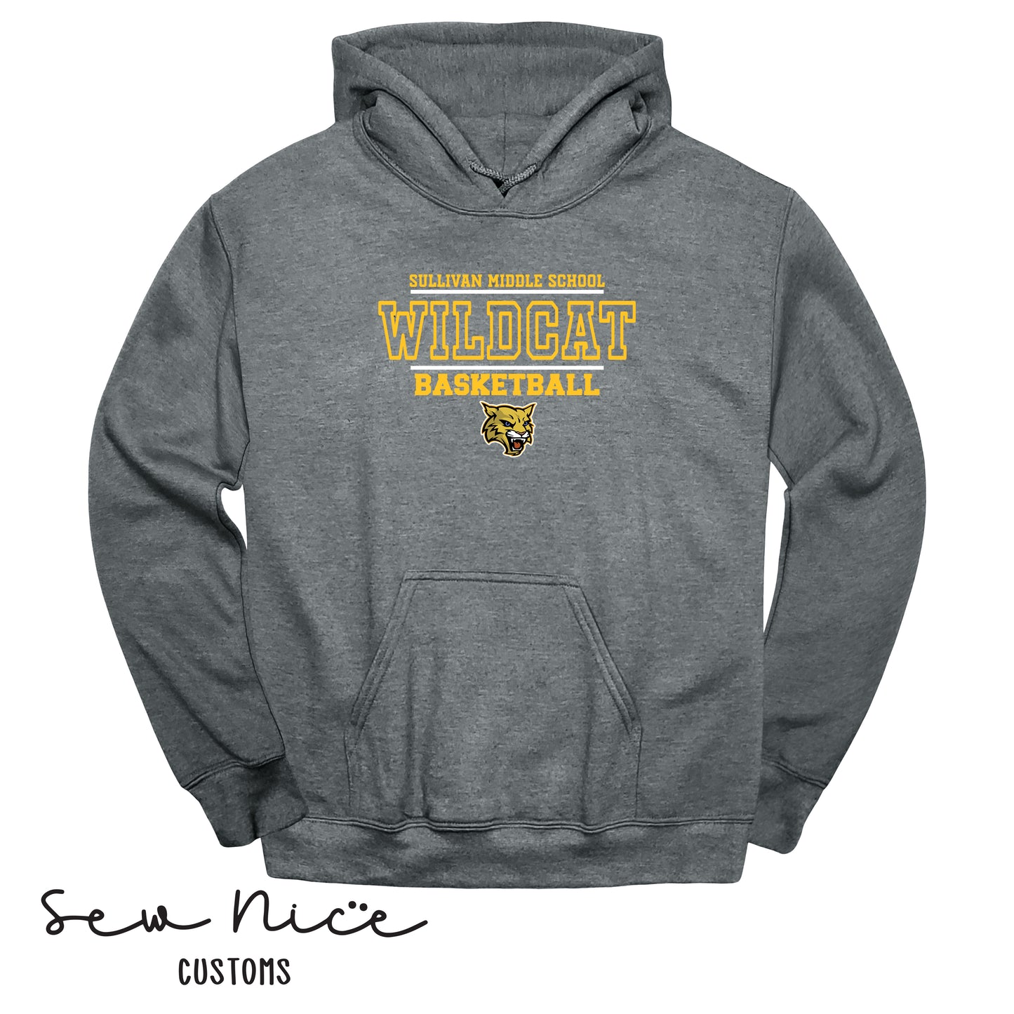 YOUTH Wildcat Basketball Mascot Logo-Hoodie