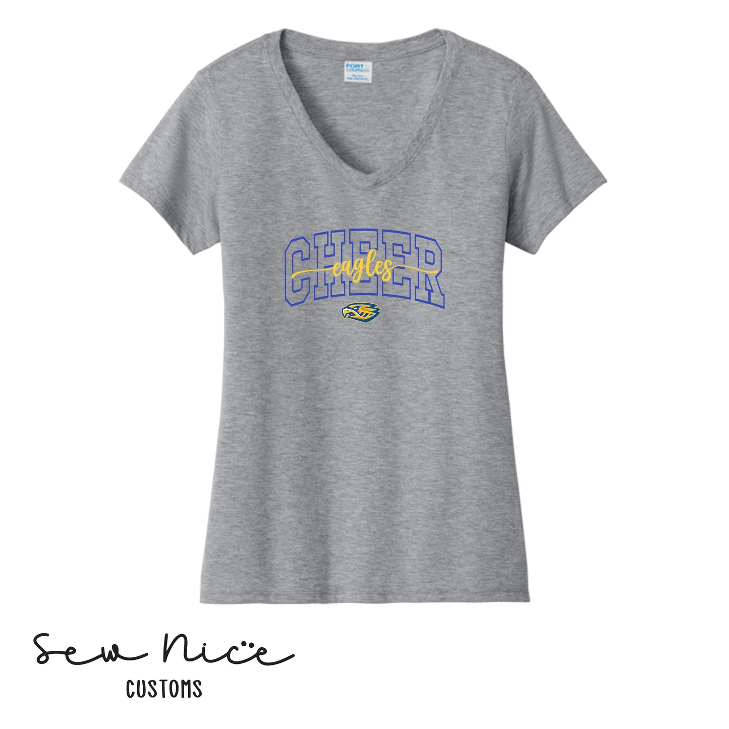 CHEER Eagles Script- Ladies V-Neck Shirt