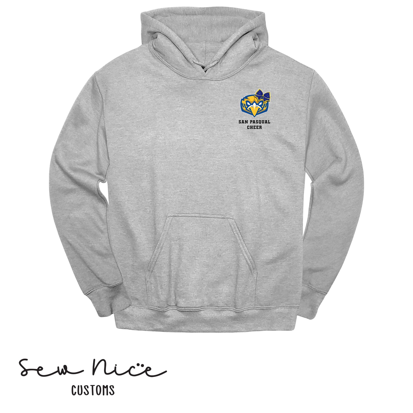 San Pasqual CHEER Glitter Bow- Unisex Adult/Youth Hoodie