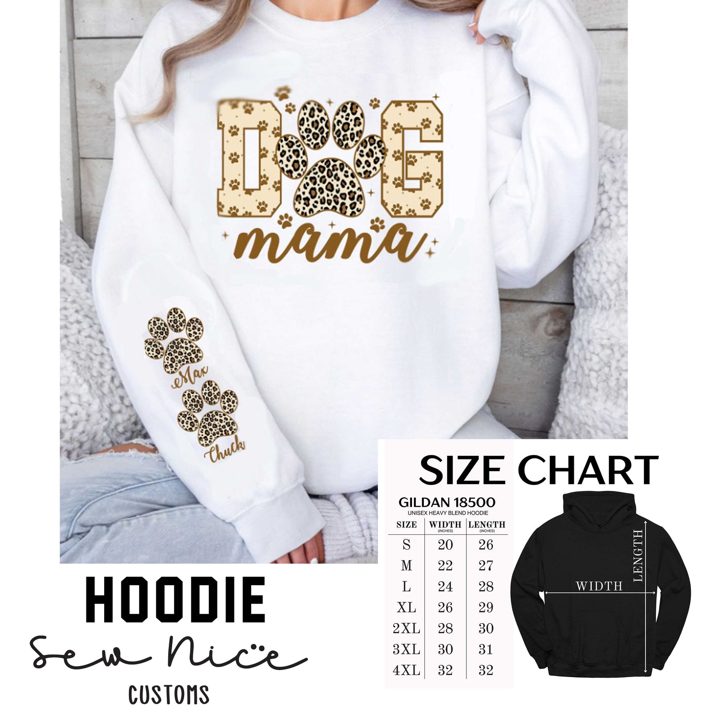 Dog Mom with Custom Sleeve- Unisex Hoodie
