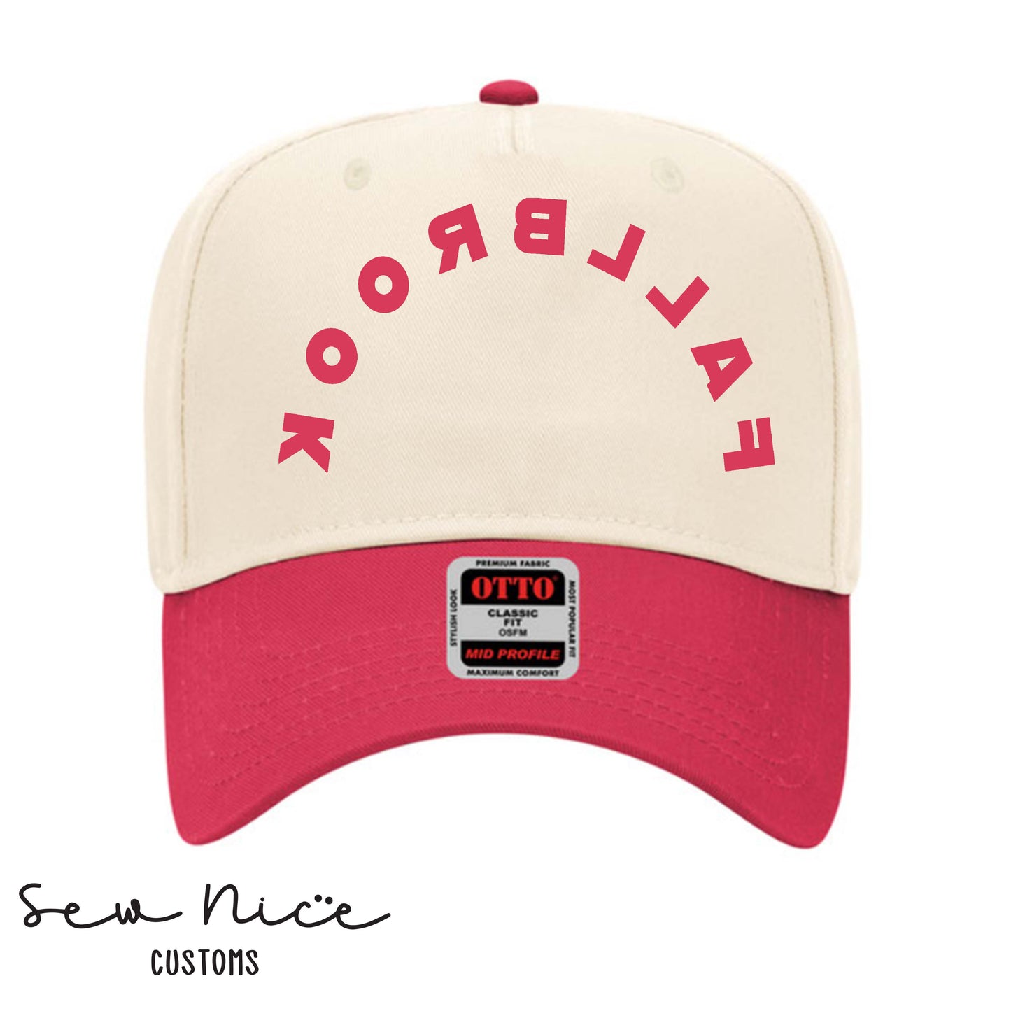 Two Tone Baseball Cap - Embroidered Flipped "Fallbrook"