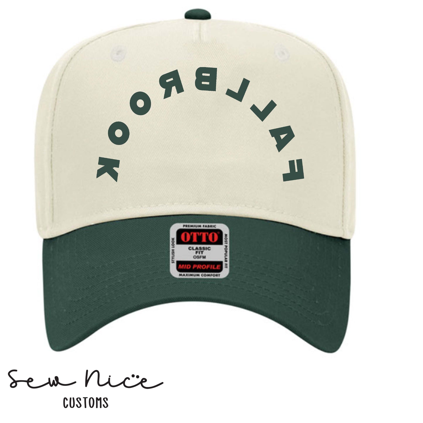 Two Tone Baseball Cap - Embroidered Flipped "Fallbrook"