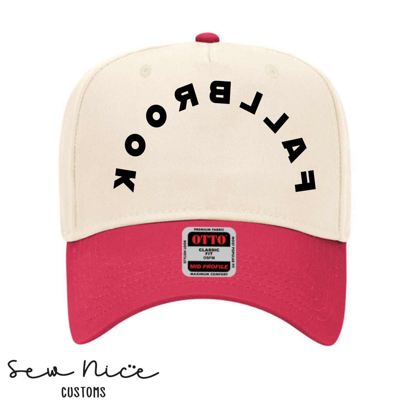 Two Tone Baseball Cap - Embroidered Flipped "Fallbrook"