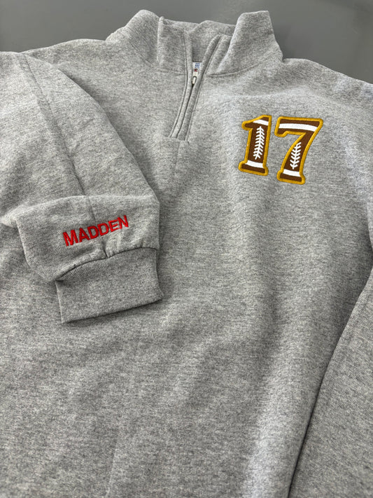 Embroidered Left Chest Football Number Sweatshirt -FPW