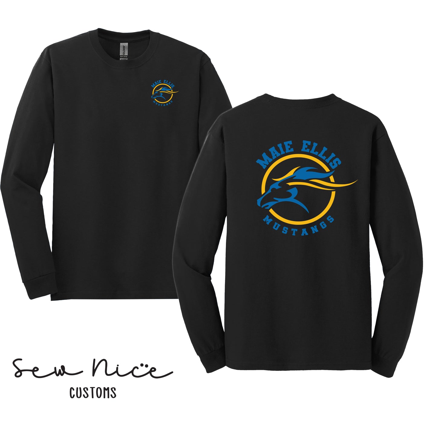 ADULT- Maie Ellis Logo Long Sleeve Shirt (Left Chest/Back Design)