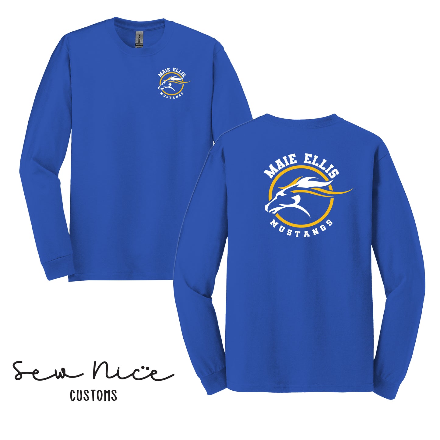 ADULT- Maie Ellis Logo Long Sleeve Shirt (Left Chest/Back Design)