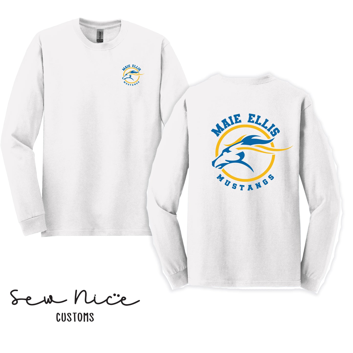 ADULT- Maie Ellis Logo Long Sleeve Shirt (Left Chest/Back Design)