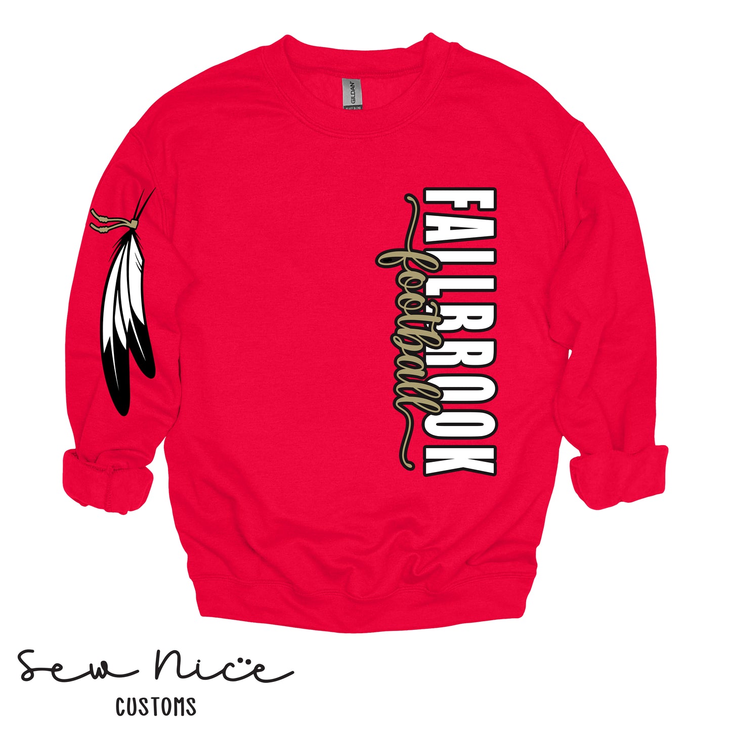 Fallbrook Football- Side Design Crewneck Sweatshirt