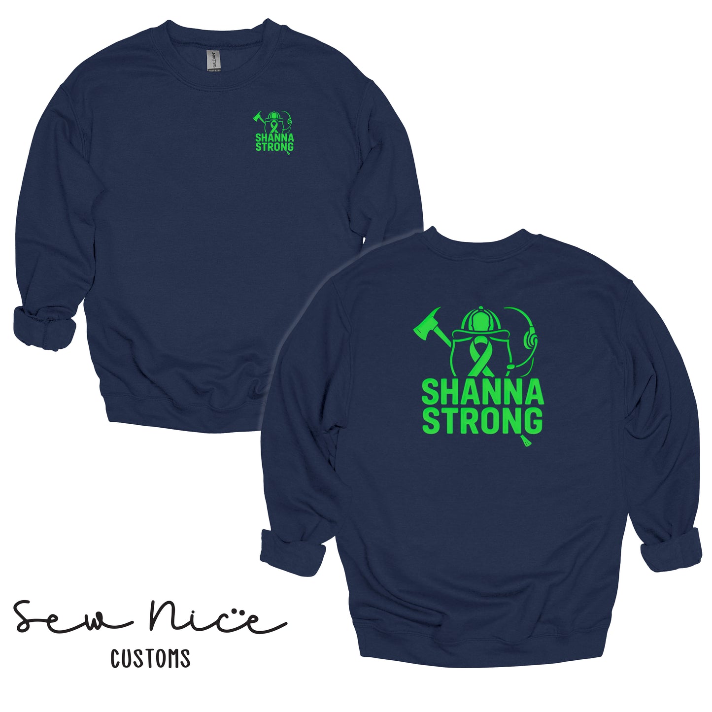 Shanna Strong Unisex Adult/Youth Crewneck Sweatshirt -Left Chest/Back Design