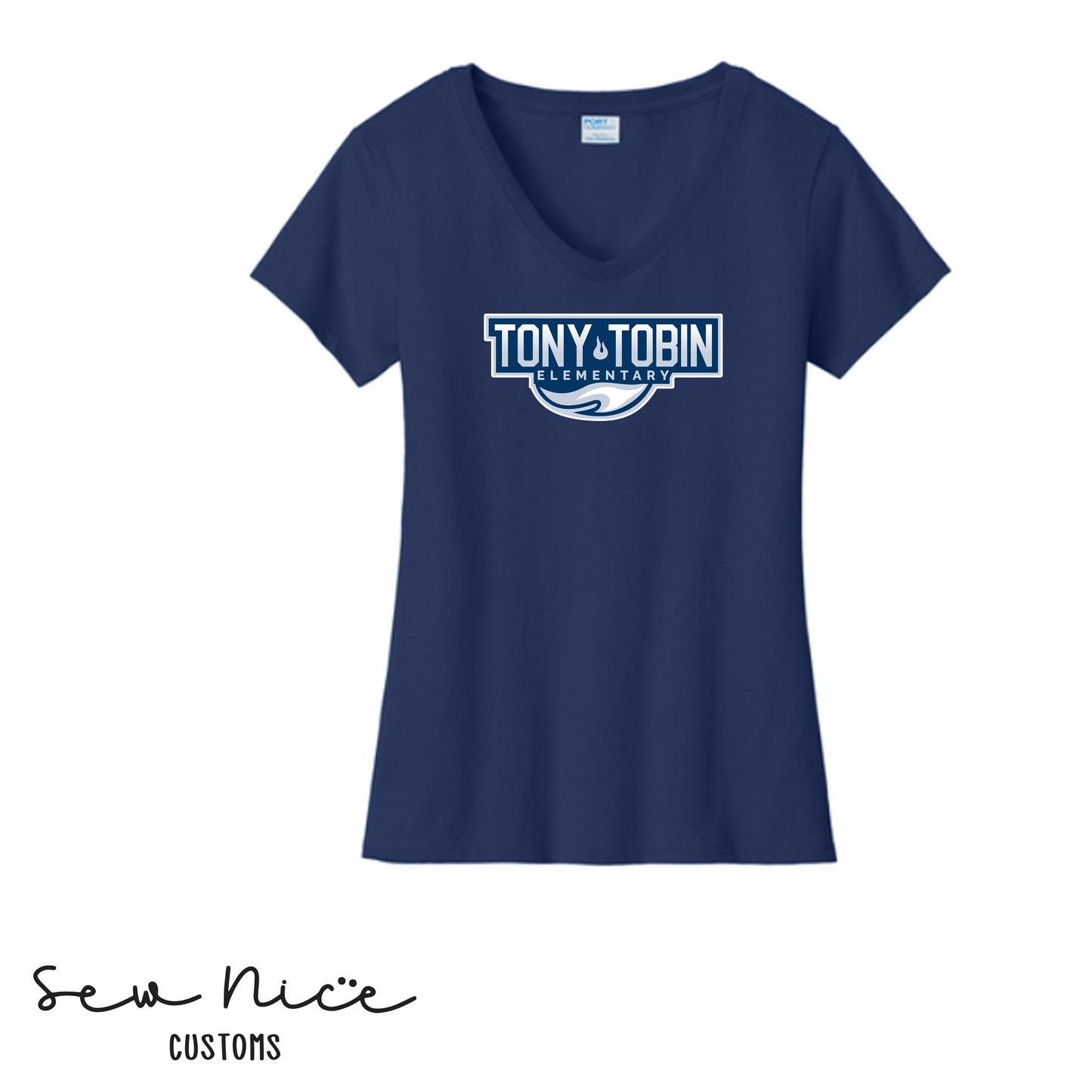 Tony Tobin Traditional Logo- Ladies V-Neck