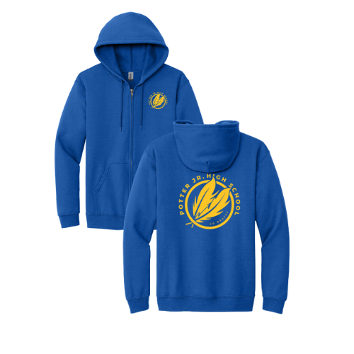 Potter Jr. High ADULT Front/Back Design Full Zip Hoodie