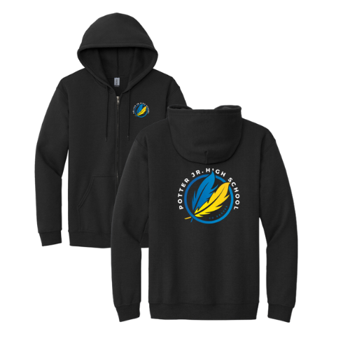 Potter Jr. High ADULT Front/Back Design Full Zip Hoodie
