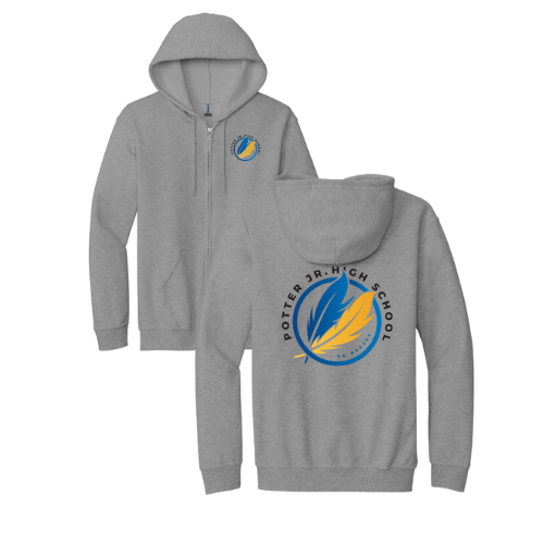 Potter Jr. High ADULT Front/Back Design Full Zip Hoodie