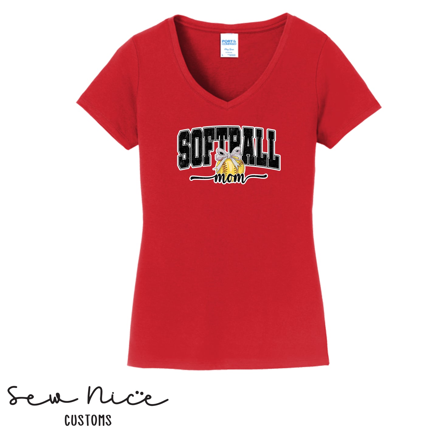 Softball Mom- Ladies V-Neck