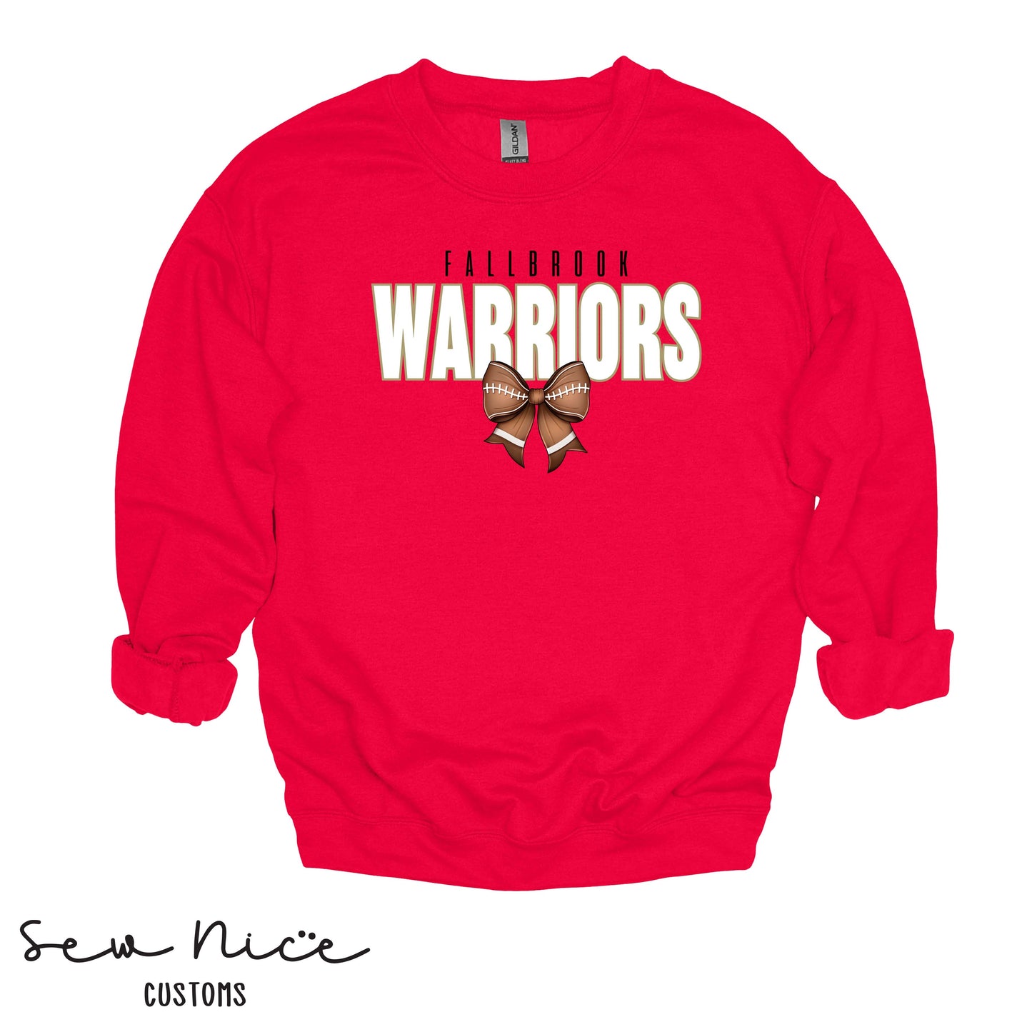 Fallbrook Football Bow- Crewneck Sweatshirt