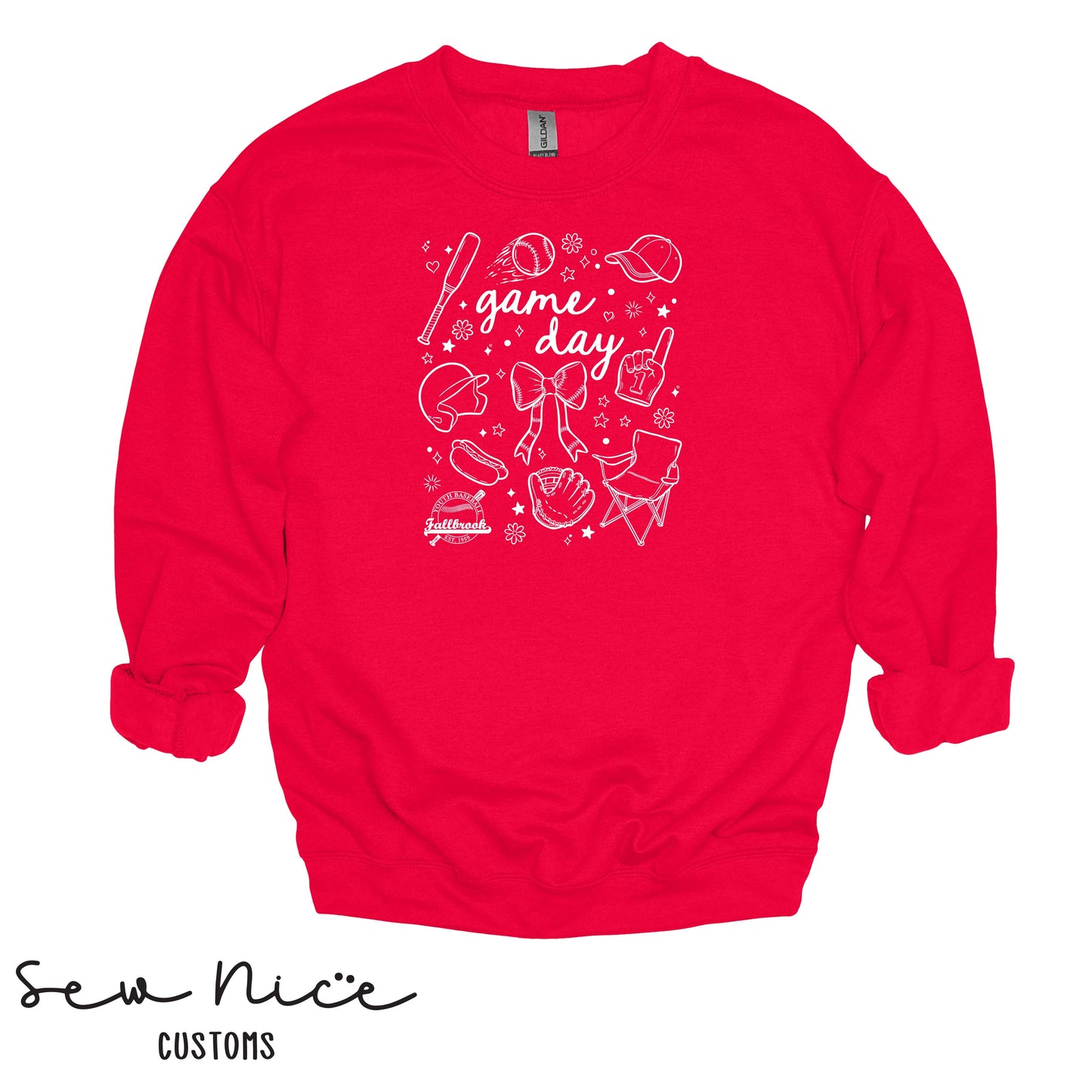 FYB Doodle Game Day- Unisex Cotton Crewneck Sweatshirt
