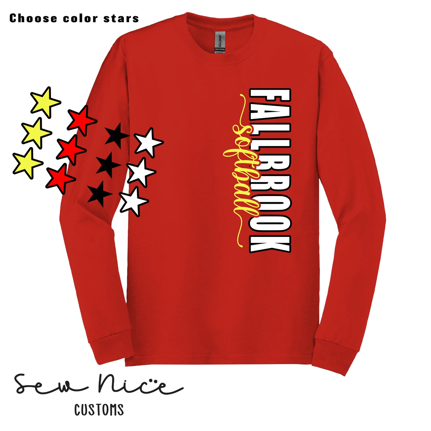 Fallbrook Softball Side Design- Unisex Long Sleeve Shirt