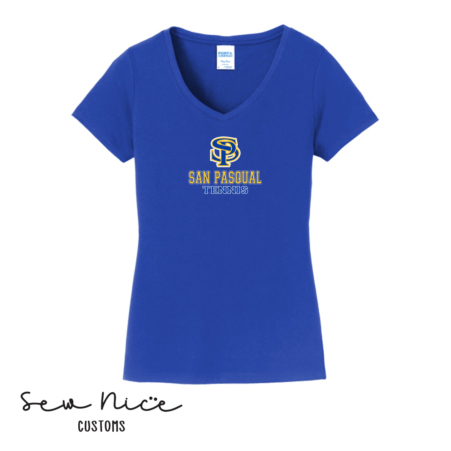 SP San Pasqual Tennis- Ladies V-Neck Shirt