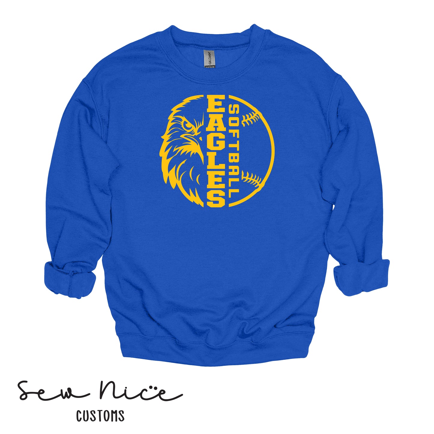 YOUTH Eagles Face Softball- Crewneck Sweatshirt