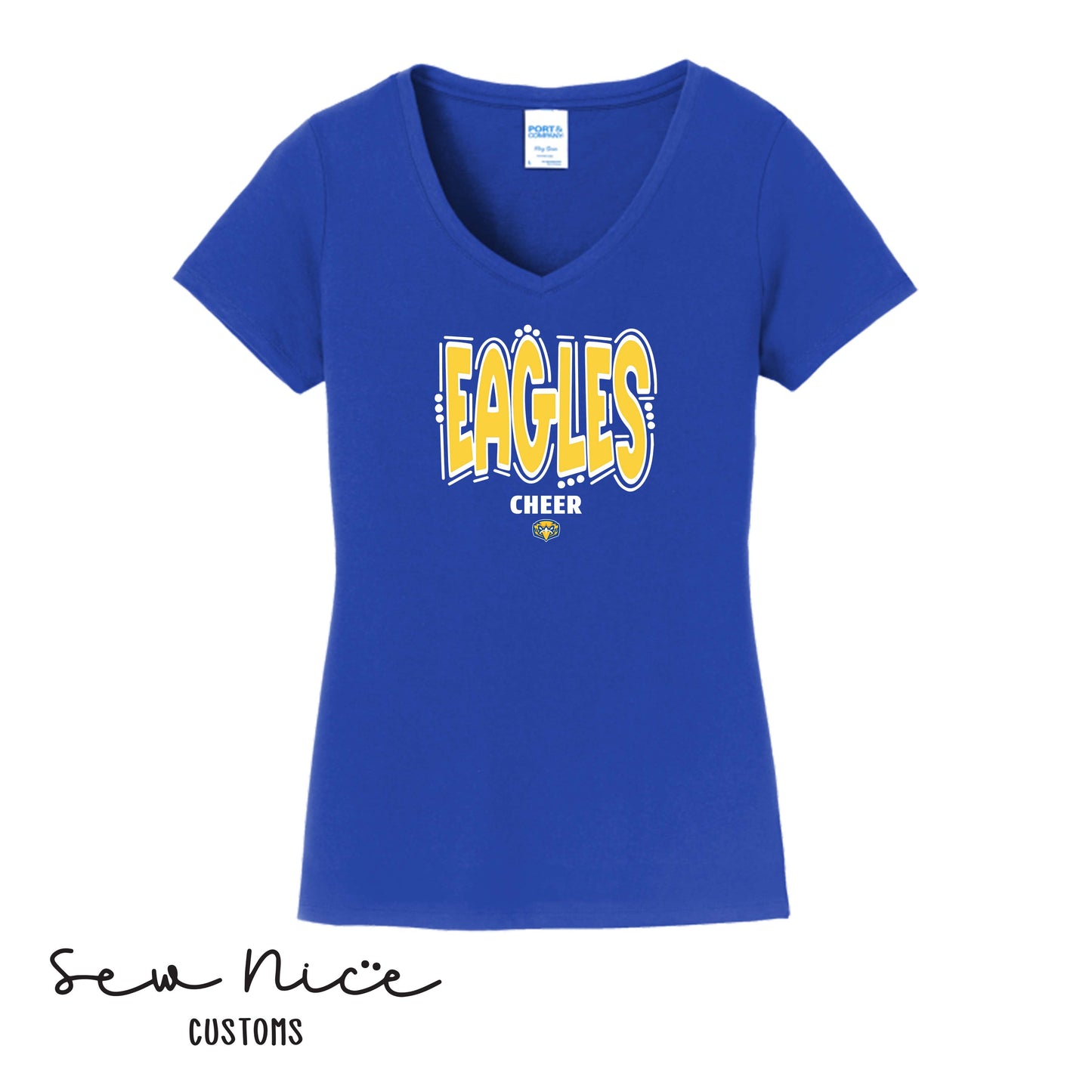 Eagles Doodle Cheer- Ladies V-Neck Shirt
